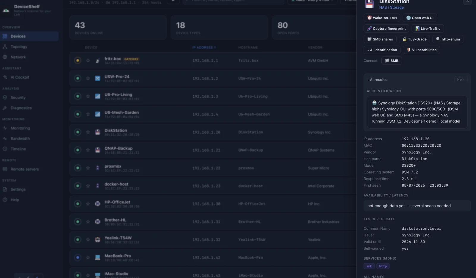 AI identification — DeviceShelf