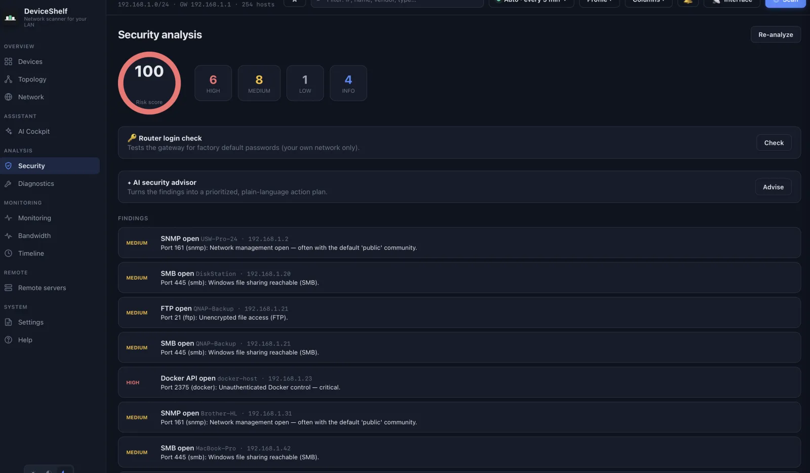 Security report — DeviceShelf