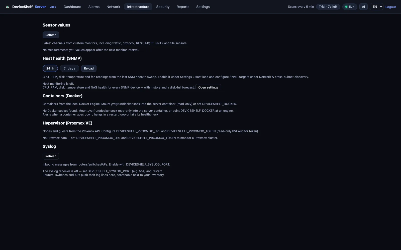 DeviceShelf server infrastructure monitoring